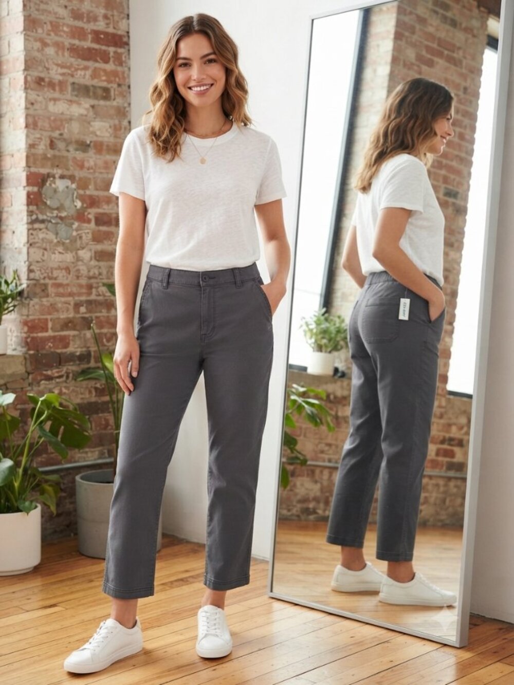 Old Navy Grey Women's High Rise OG Chino Pants - Size Large NEW